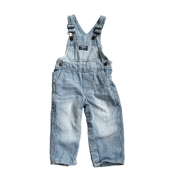 OshKosh B'Gosh Hickory Striped Pant Overalls Dungarees Sz 18M - Picture 1 of 6